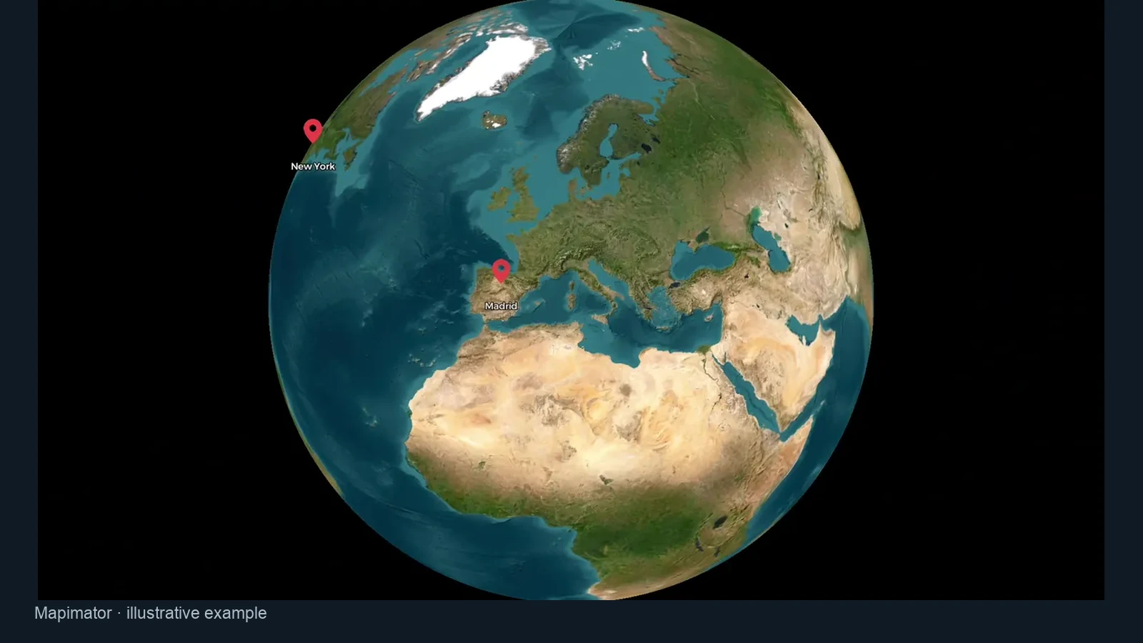 Globe with location pins across Europe and the Atlantic