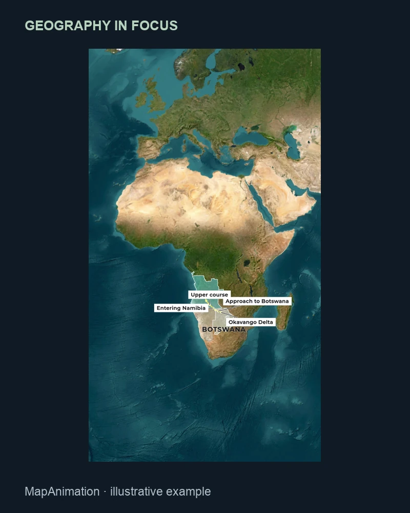 Okavango river and its surrounding geographic context