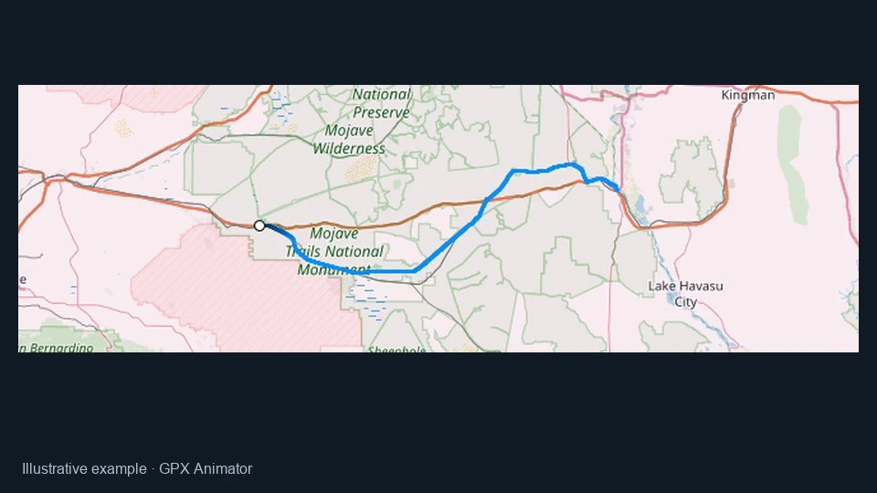 Recorded geographic track shown during route playback