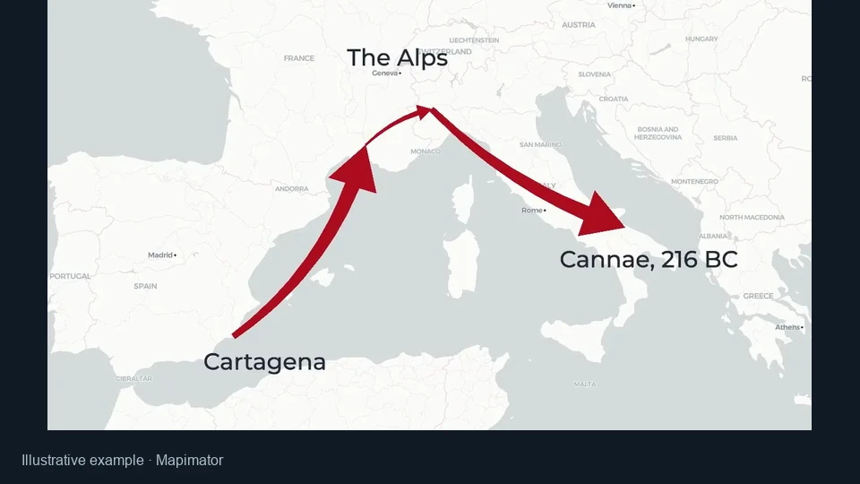 Historical campaign arrow illustration for map videos