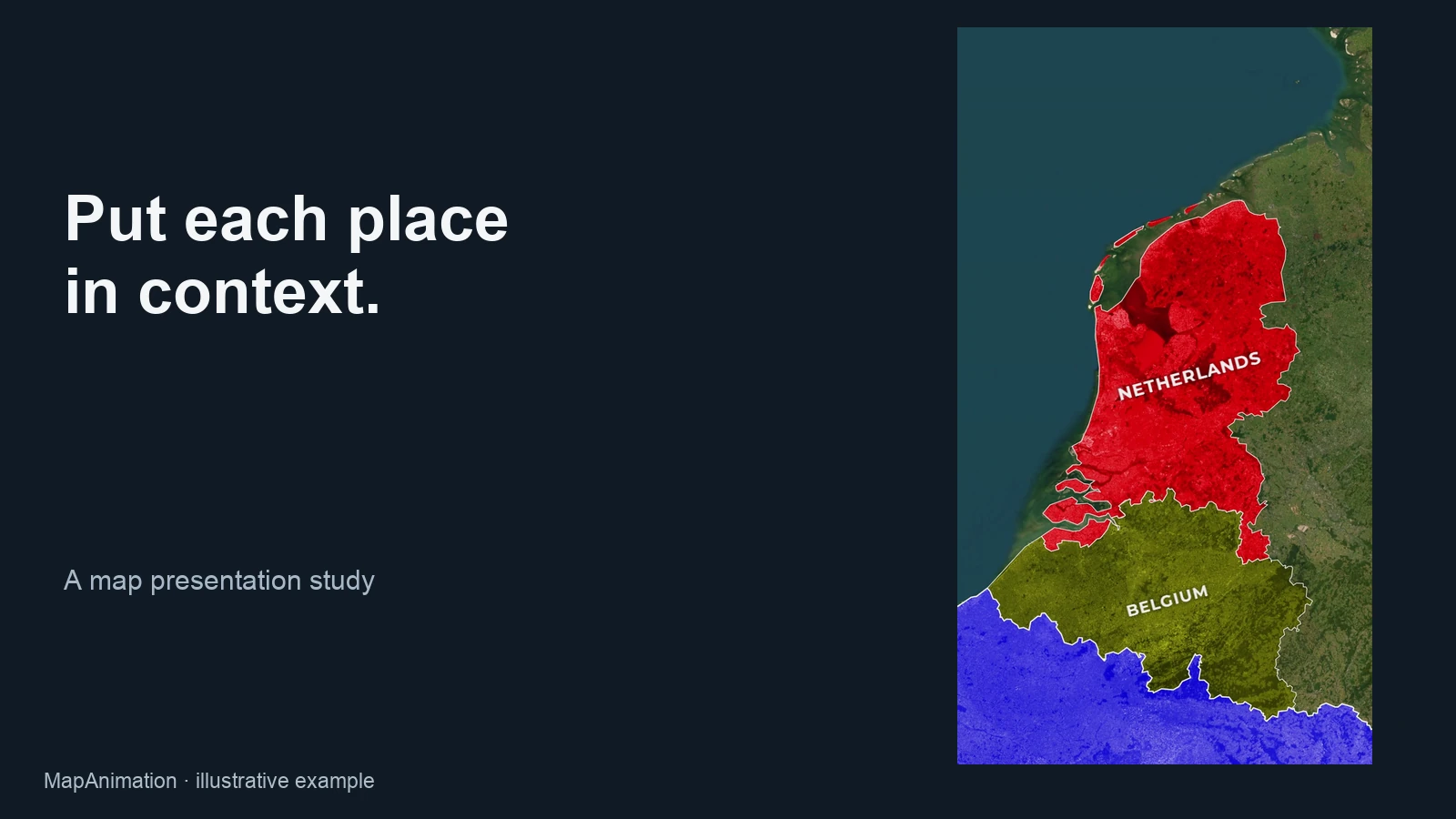 Regional map highlighting France, Belgium and the Netherlands