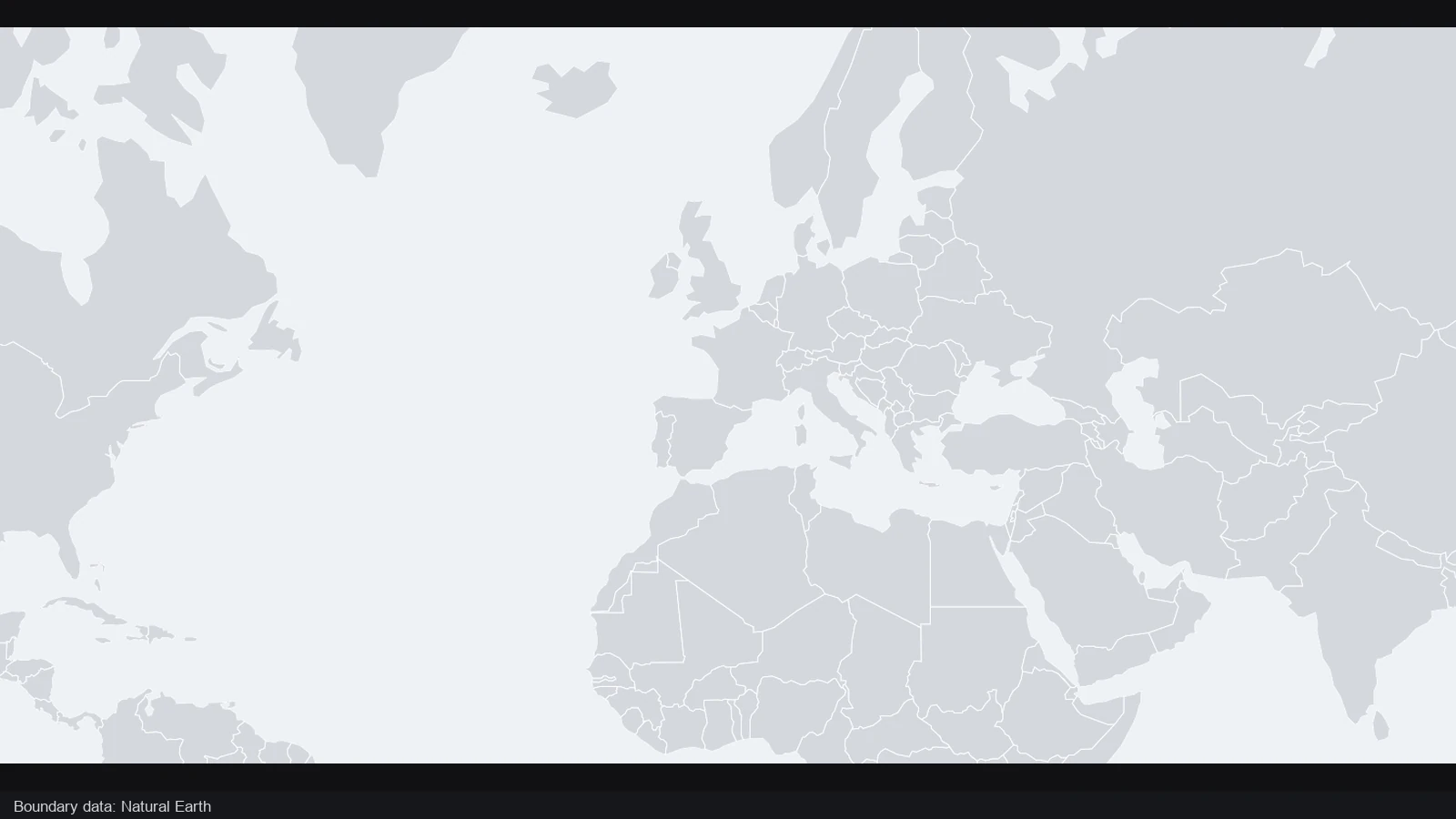 A plain geographic map before the Western Europe example is highlighted