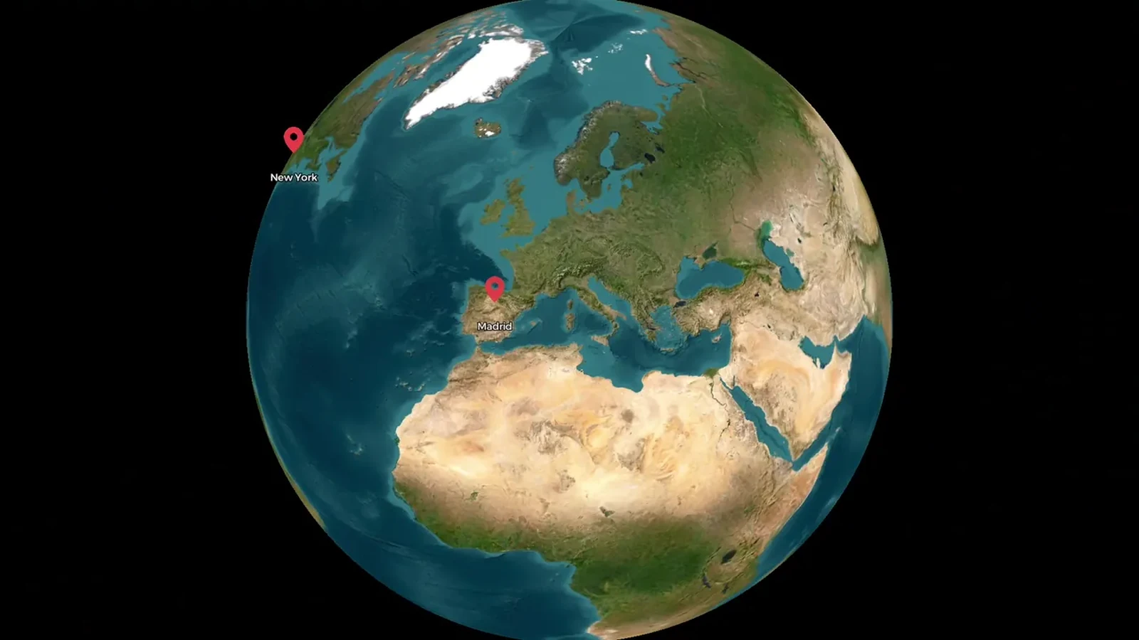 Place pins distributed around a geographic globe