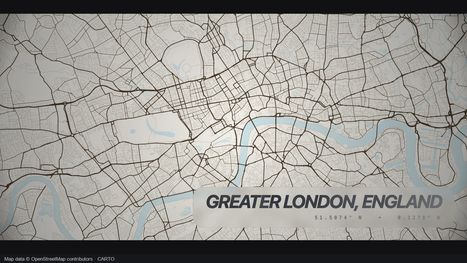 Greater London roads and the River Thames in a paper palette