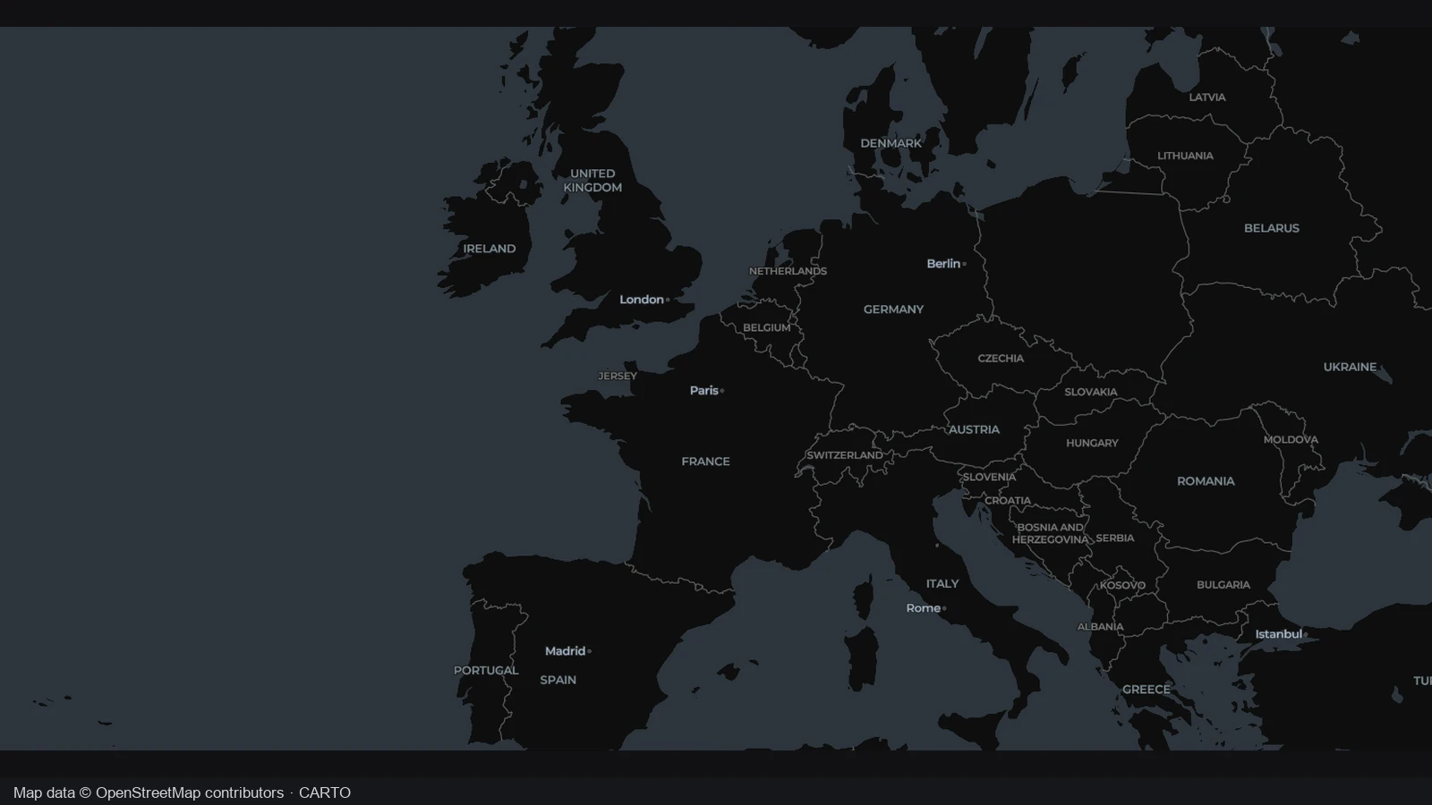 A plain map of Europe before a three-point measurement