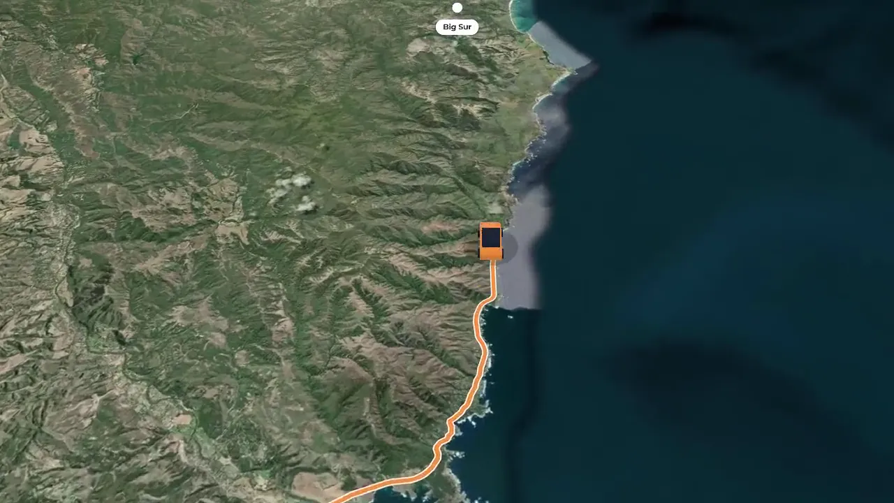 Travel route across a map